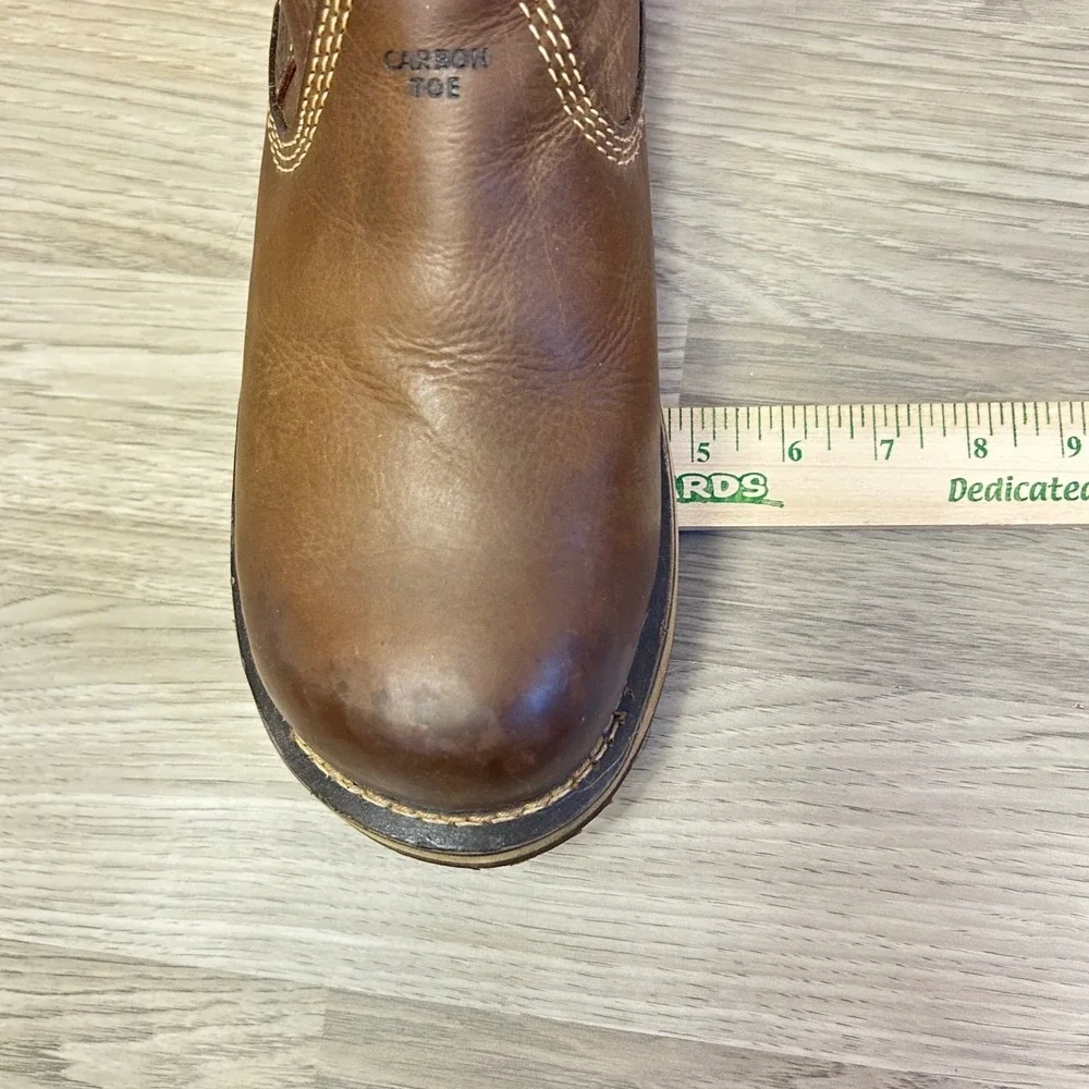 KEEN Utility Mens Brown Leather Carbon‎ Toe Pull On Work Boots 9D Construction